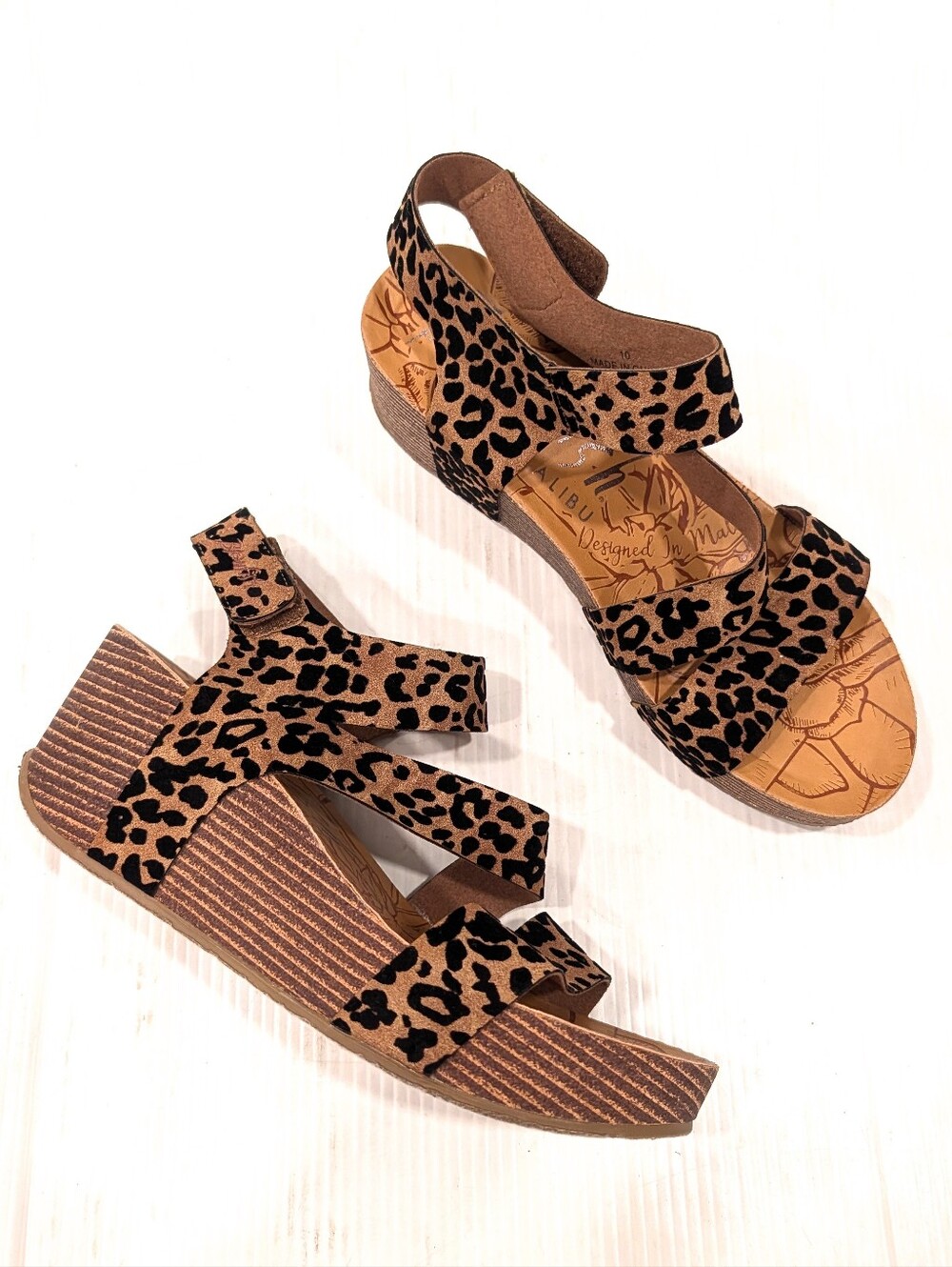 BLOWFISH Malibu LeeLee Leopard Print Strappy Platform Wedge Sandals Size 10